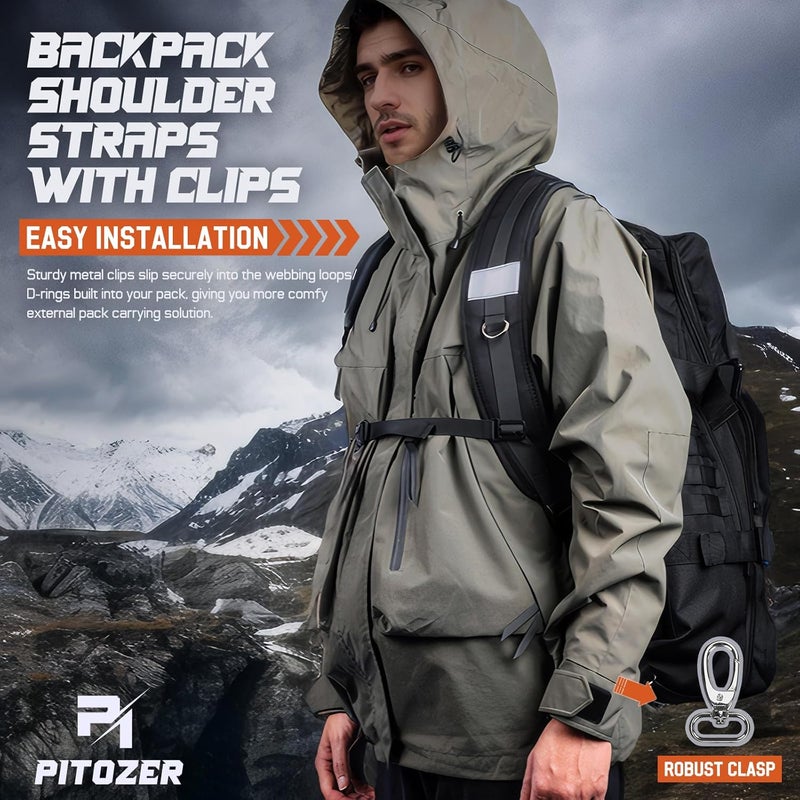 Pitozer Store Backpack Straps, Backpack Shoulder Strap for bags strap Replacement Padded Strap Adjustable with Metal/Plastic Clips - Image 4
